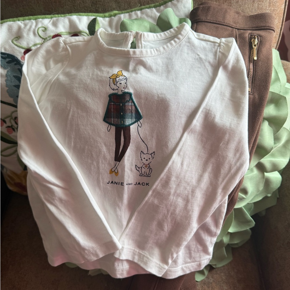Janie and Jack Long Sleeve Top and Sueded Pant Set Girls 3T